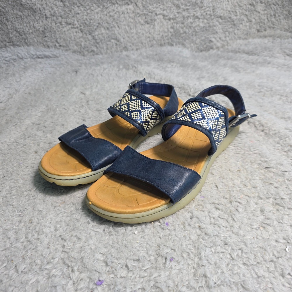 b.o.c. Slingback Sandals Navy Blue Geometric Strap Womens Size 9 Excellent